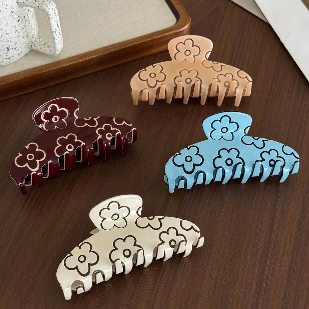 3D flower acetate hair claw clip