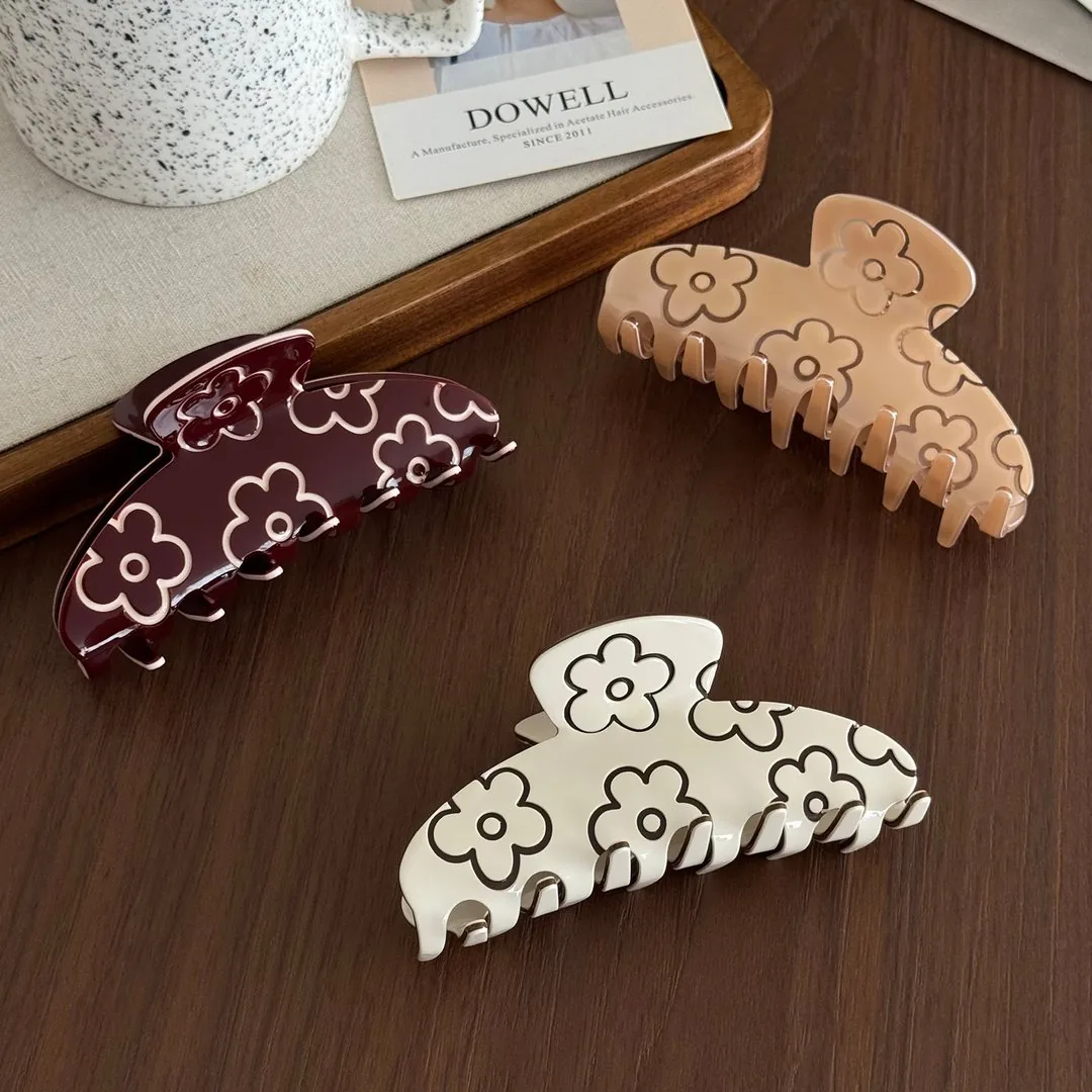 3D flower acetate hair claw clip view 4