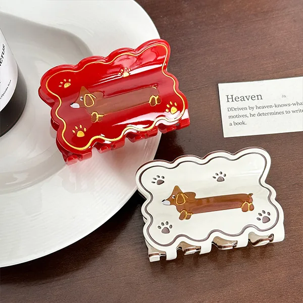Dachshund acetate shark clip