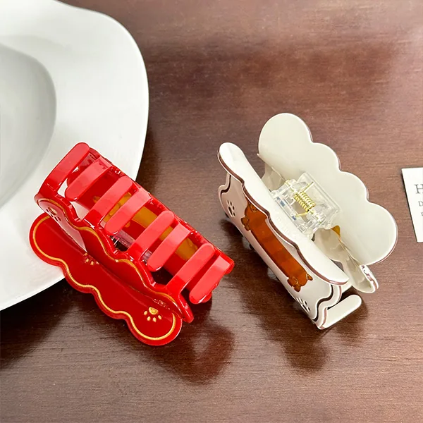Dachshund acetate shark hair clip view 3