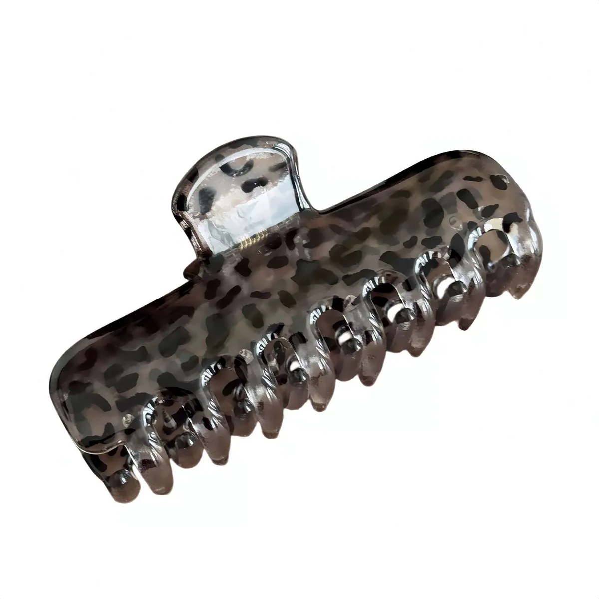 Leopard print acetate shark clip view 4